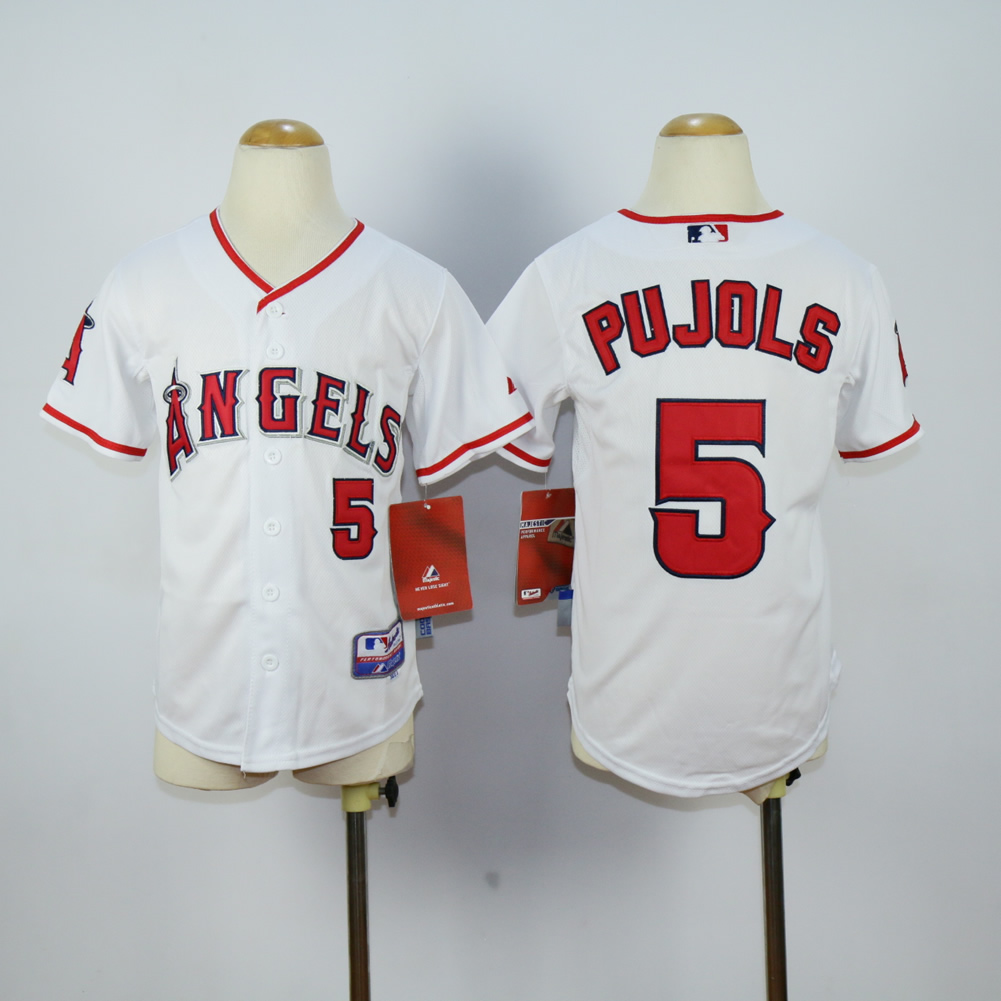 Youth Los Angeles Angels #5 Pujols White MLB Jerseys